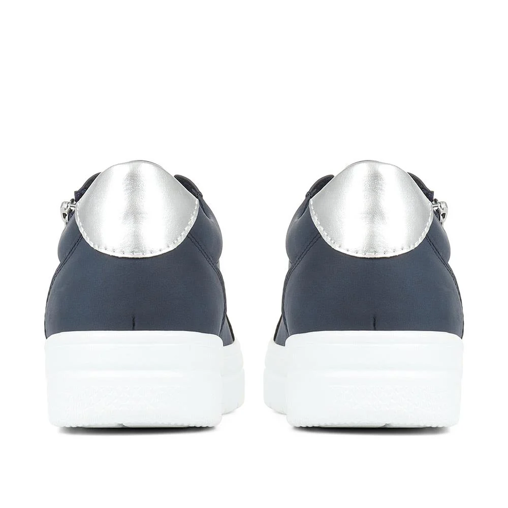 Zip Up Chunky Platform Trainers - WBINS35156 / 321 796 - Navy - Image 3