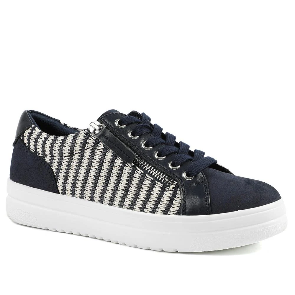 Zip Up Chunky Platform Trainers - WBINS35156 / 321 796 - Navy-White