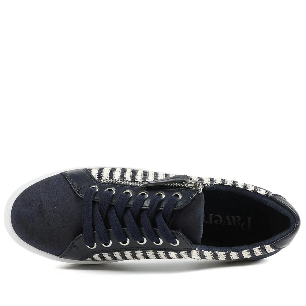 Zip Up Chunky Platform Trainers - WBINS35156 / 321 796 - Navy-White - Image 4