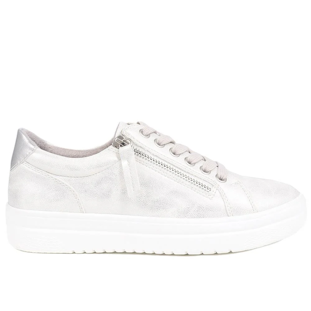 Zip Up Chunky Platform Trainers - WBINS35156 / 321 796 - Silver Shimmer - Image 2