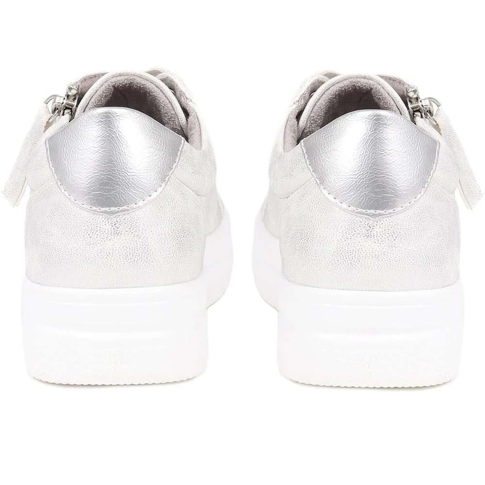 Zip Up Chunky Platform Trainers - WBINS35156 / 321 796 - Silver Shimmer - Image 3