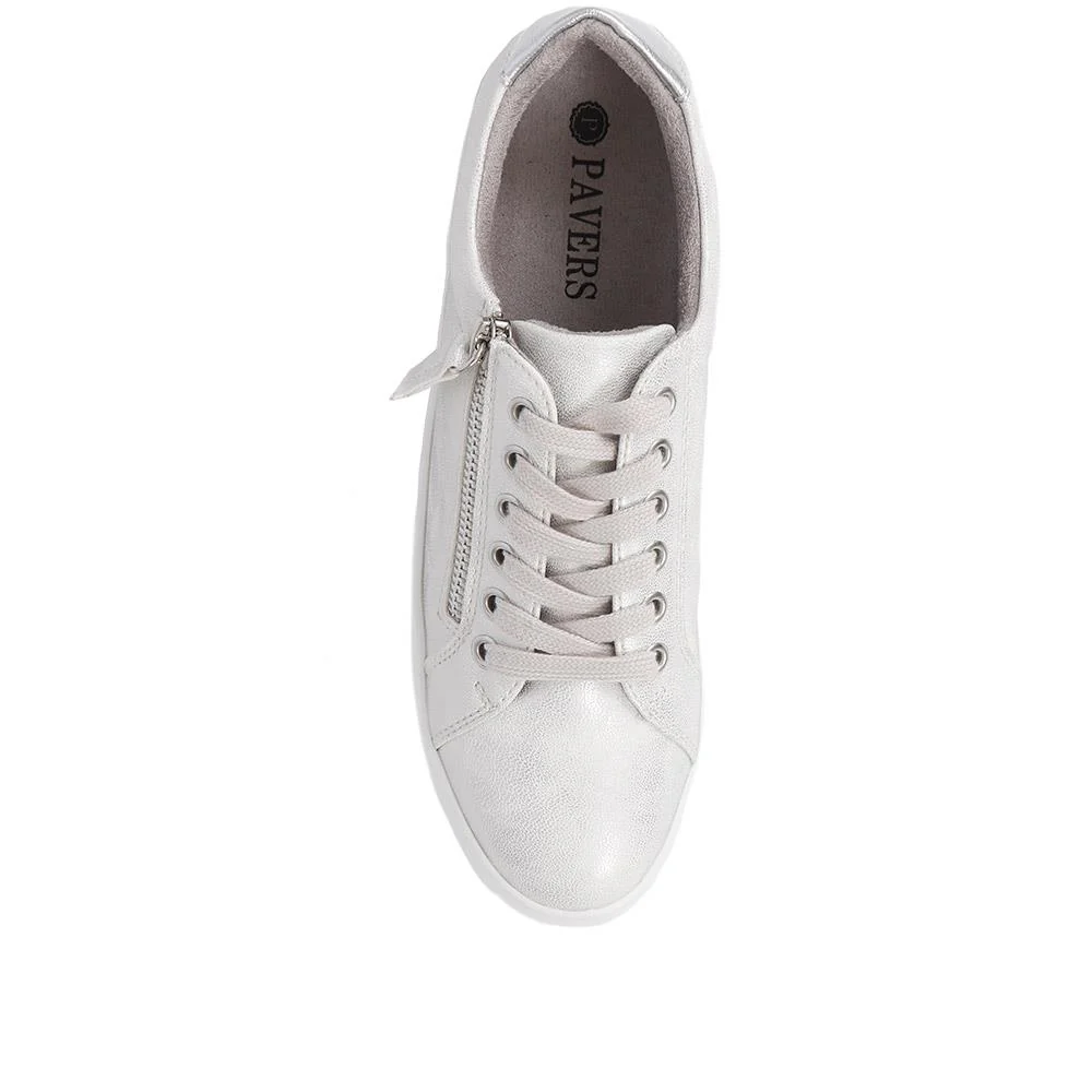 Zip Up Chunky Platform Trainers - WBINS35156 / 321 796 - Silver Shimmer - Image 5