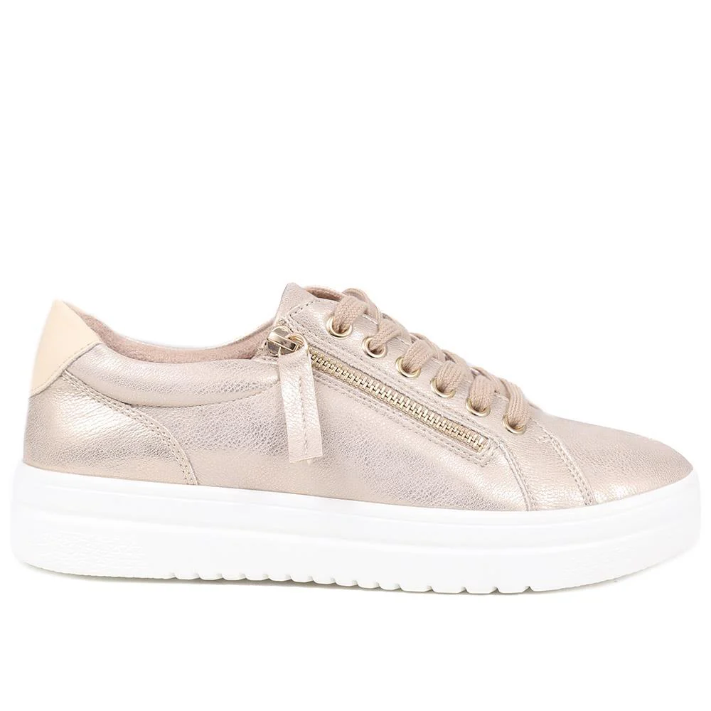 Zip Up Chunky Platform Trainers - WBINS35156 / 321 796 - Soft Gold - Image 2