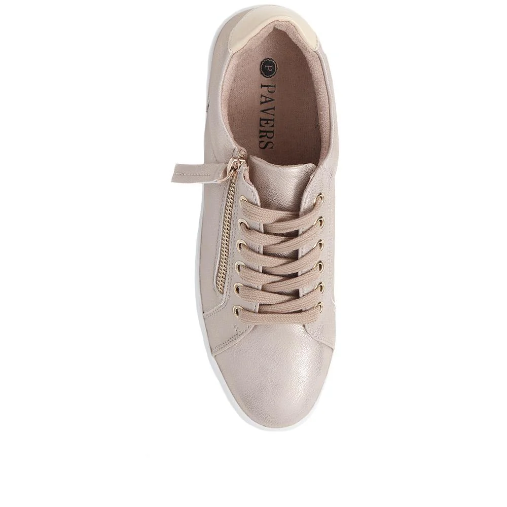 Zip Up Chunky Platform Trainers - WBINS35156 / 321 796 - Soft Gold - Image 4