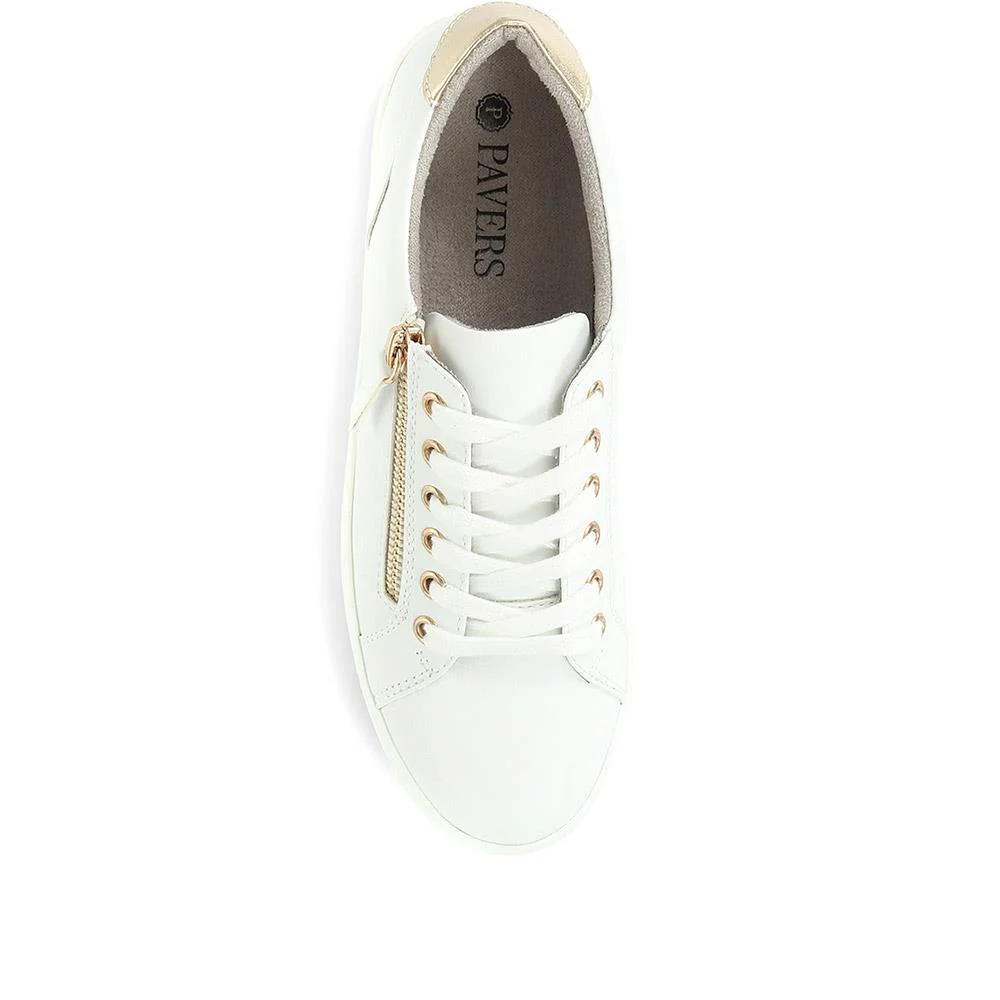 Zip Up Chunky Platform Trainers - WBINS35156 / 321 796 - White - Image 4