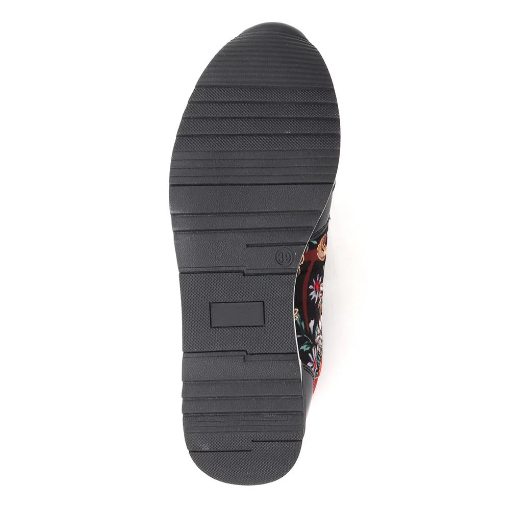 Zip-Up Laced Trainers - WBINS39070 / 325 159 - Black Floral - Image 5
