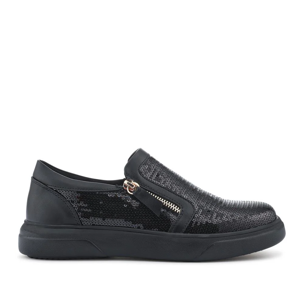 Zip-Up Slip-On Shoes - WBINS42044 / 328 062 - Black Sparkle - Image 2