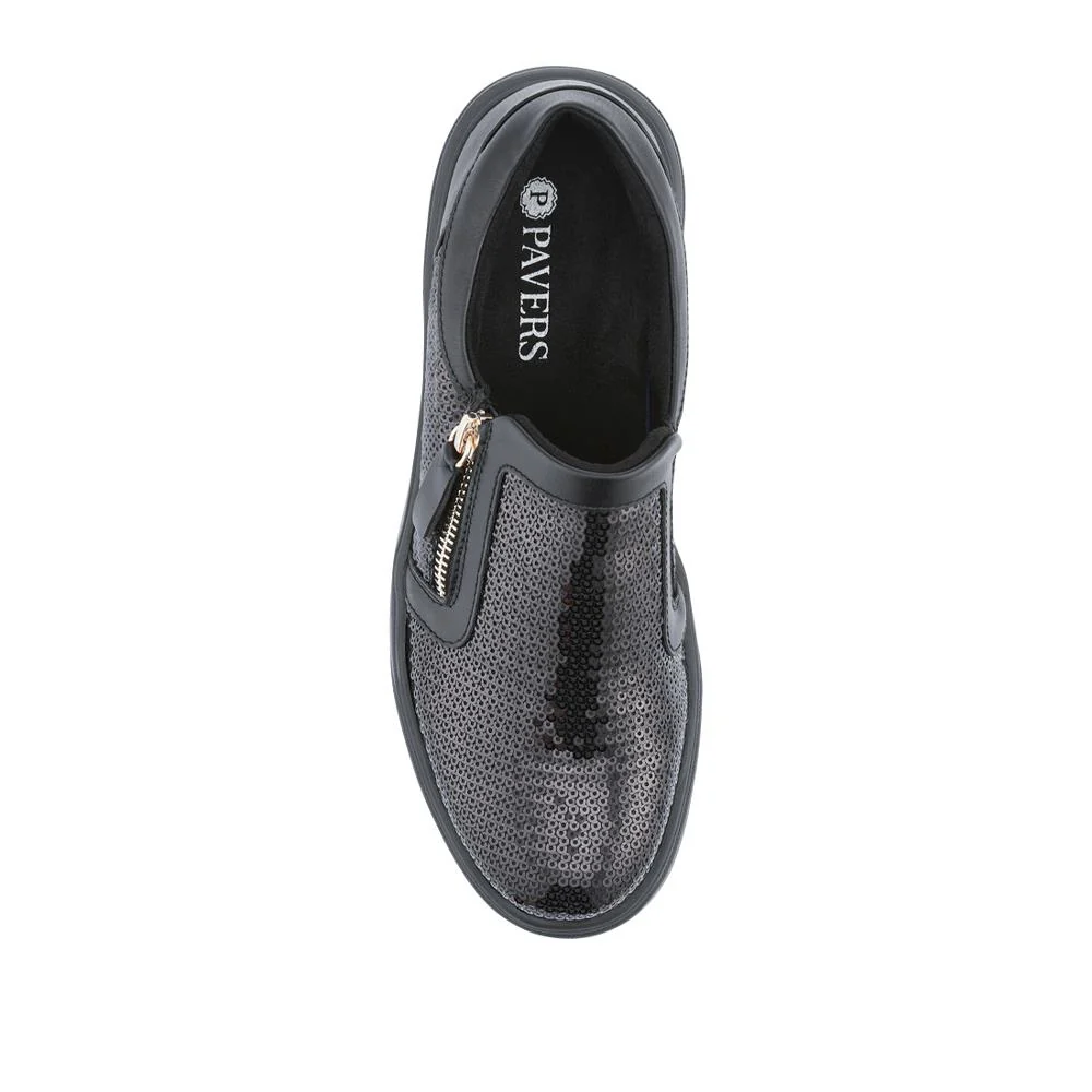 Zip-Up Slip-On Shoes - WBINS42044 / 328 062 - Black Sparkle - Image 4