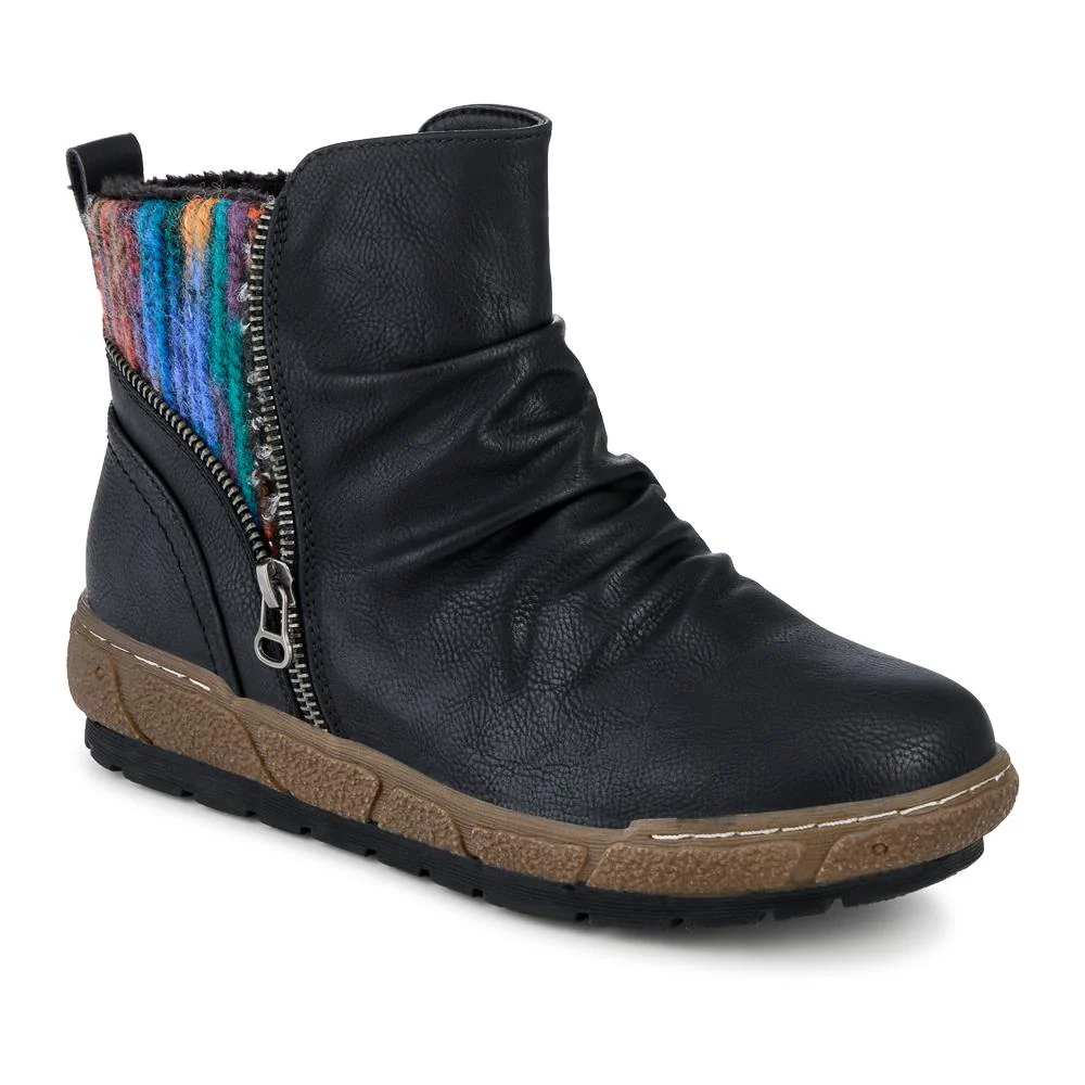 Zip Up Slouch Boots With Colourful Ankle Cuff - WBINS42089 / 328 260 - Image 3
