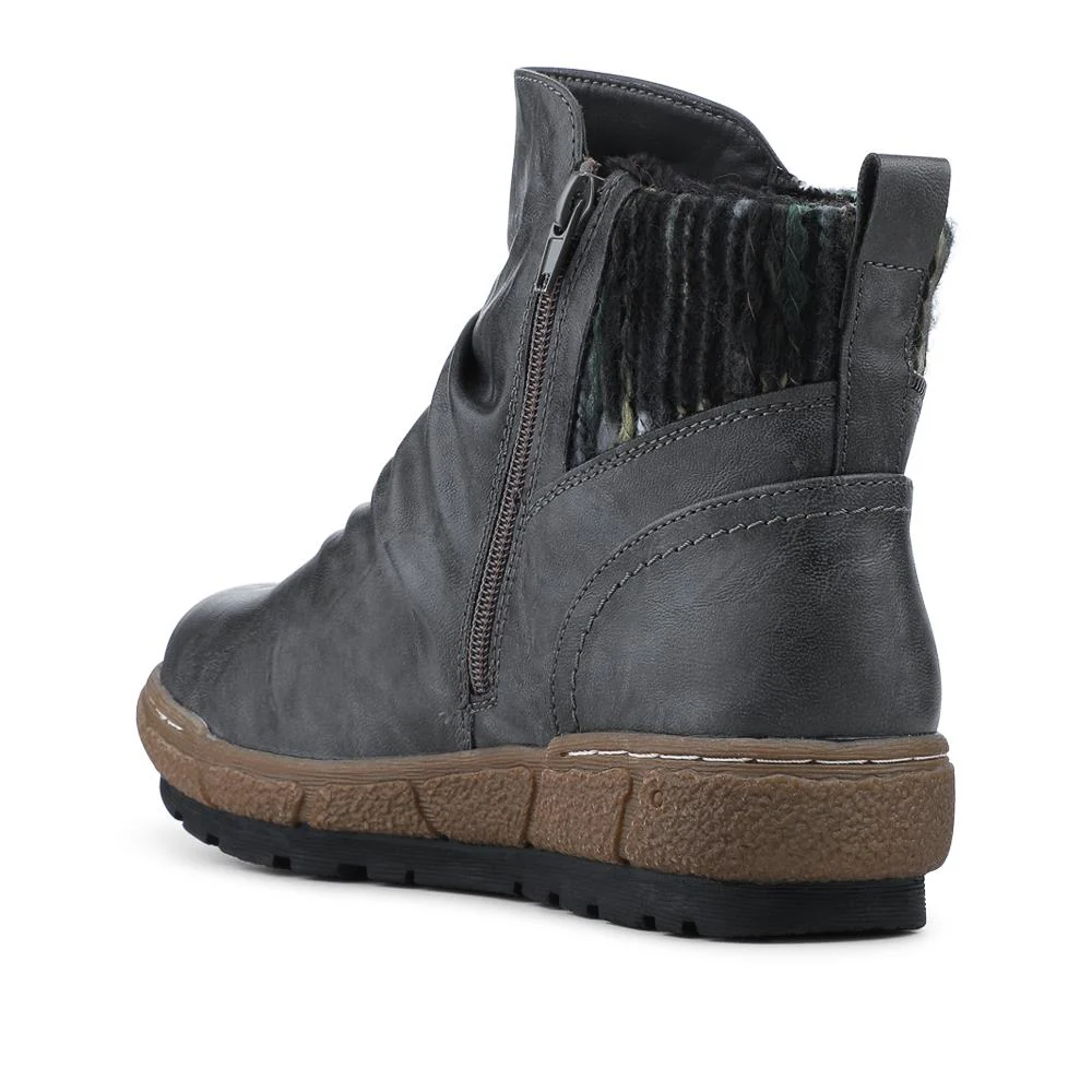 Zip Up Slouch Boots With Colourful Ankle Cuff - WBINS42089 / 328 260 - Grey - Image 3