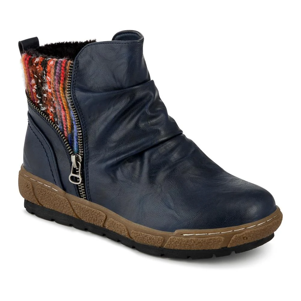 Zip Up Slouch Boots With Colourful Ankle Cuff - WBINS42089 / 328 260